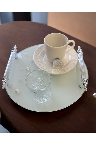 CyzHome Beloved Promise Engagement Coffee Tray with Pearls