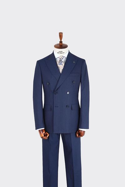 Kadir Büyükkaya Swallow Collar Double Breasted Men's Suit-Kax1257S
