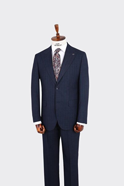 Kadir Büyükkaya Kırlangıç Yaka İki Düğmeli Erkek Takım Elbise-KAX1370S