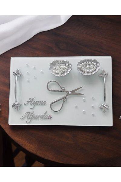 CyzHome Adore Rectangular Silver Engagement Tray