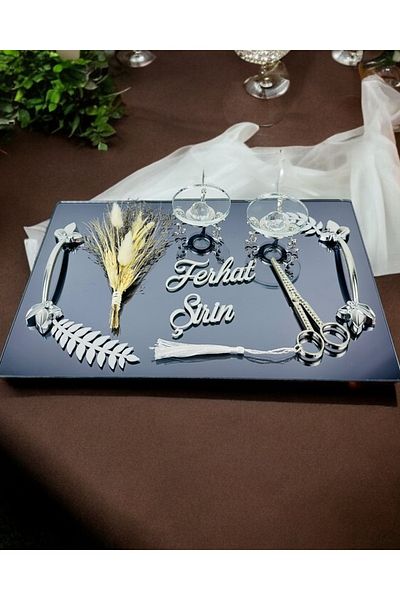 CyzHome Elegance Silver Leaf Promise Engagement Tray