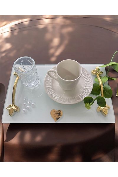 CyzHome Adore Gold Pearl Promise Coffee Tray
