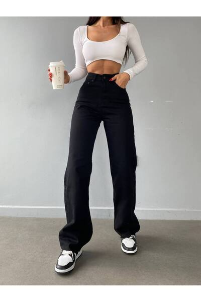 Shield Life Ψηλόμεσο μαύρο τζιν Palazzo - Ελαστικό και φαρδύ πόδι