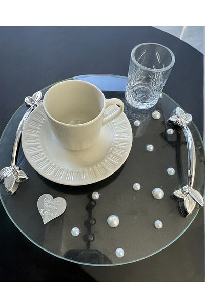 CyzHome Clarity Transparent Silver Engagement Coffee Tray