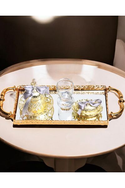 CyzHome Affection Gold Engagement Coffee Tray