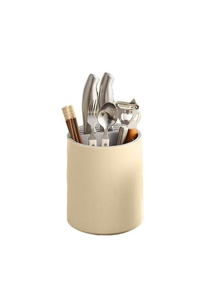 Polham Kitchen Organizer Fork, Spoon, Knife Stand, 360 Degree Rotatable Storage and Drying Box