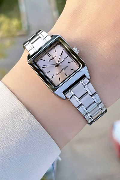 Casio Pink Dial Women's Wristwatch with Silver Color Guaranteed