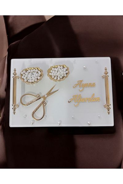 CyzHome Bonding Gold White Promise Tray