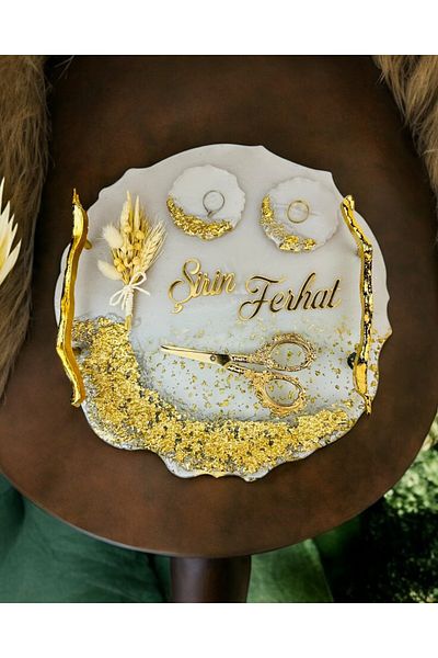 CyzHome Wistful Gold Polyester Promise Tray