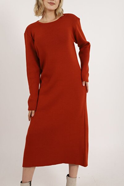 ALCHON Велосипедний круглий комір, довгі рукави, середньої довжини, базовий, простий, зимовий трикотажний сукня