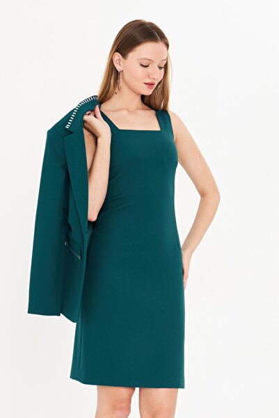 LOVELF Taş Detaylı Elbiseli Ceket Takım Zümrüt