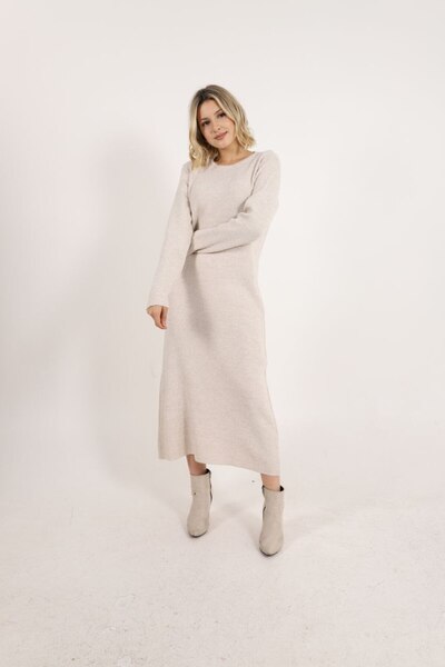 ALCHON Велосипедний круглий комір, довгі рукави, середньої довжини, базовий, простий, зимовий трикотажний сукня