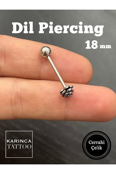 Karınca Piercing Cone Tongue Piercing Stainless Surgical Steel Piercing (Ant Tattoo)