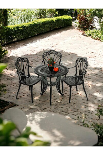 Sweet Home Masa Sandalye Ferforje görünümlü Plastik Yuvarlak İstanbul Masa Sa...