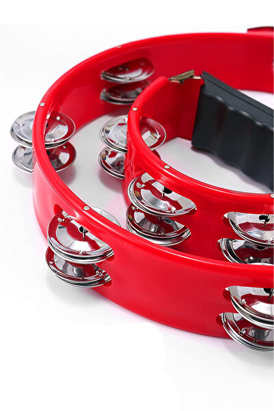 Midex Tf-26Rd Double Row 10 Bells Red Tambourine Tambourine (with Hand Grip Parts)
