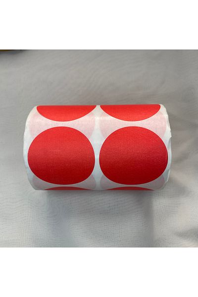 Bukle İplik Autocolant adeziv rotund roșu - autocolant (DIATER 5 CM - 1000 BUC.)