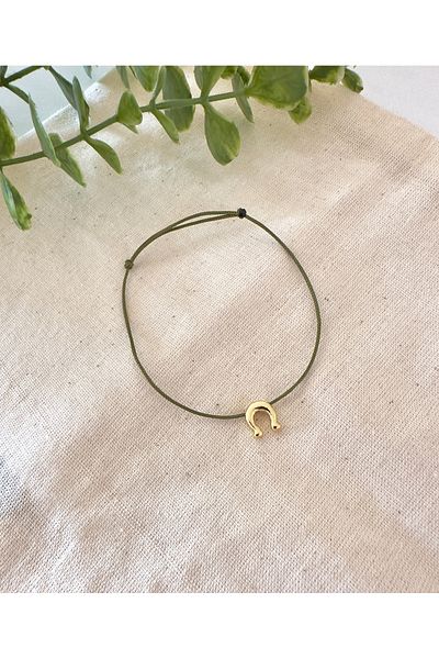 Atelier Çağla Gold Pomegranate Green String Bracelet