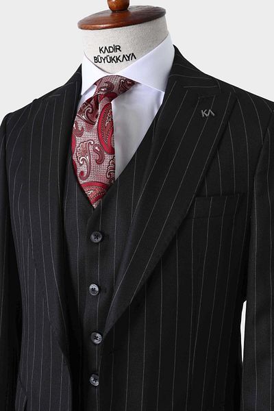 Kadir Büyükkaya Slim Fit Cut Men's Suit with Vest - Stylish and Comfortable Design-Kaw1025S