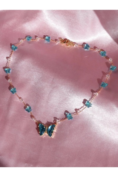 Reorah Collection Pastel Crystal Butterfly Necklace