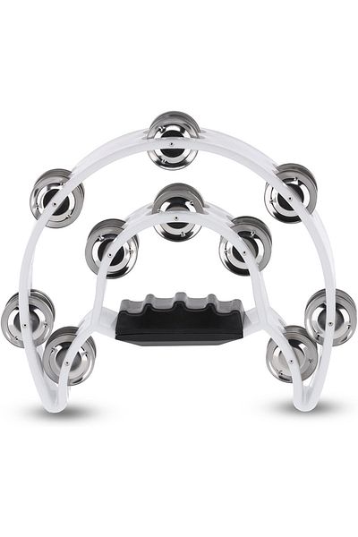 Midex Tf-26Wh Double Row 10 Bells White Tambourine Tambourine (with Hand Grip Parts)