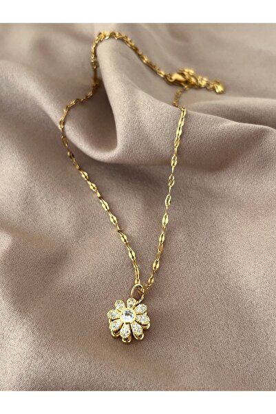 LİLAAKSESUAR Çelik Papatya- Dönen Kolye