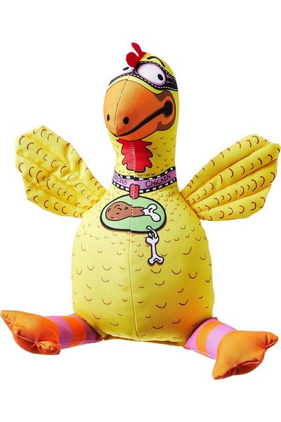 Fat Cat Barnyard Bullies Durable Canvas Fabric Chicken Dog Toy with Sound 38X8X13 cm