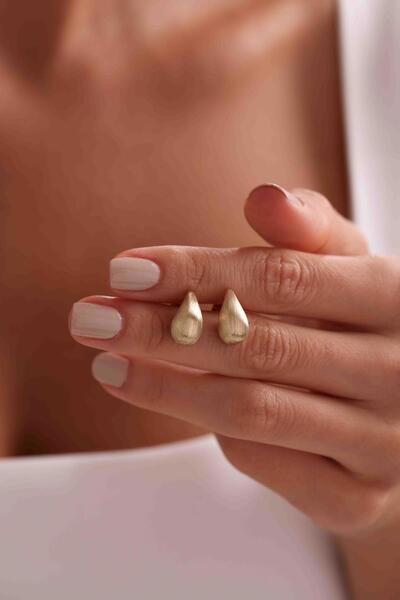 Bayar Gold 14 Ayar Altın Kumlu Damla Küpe