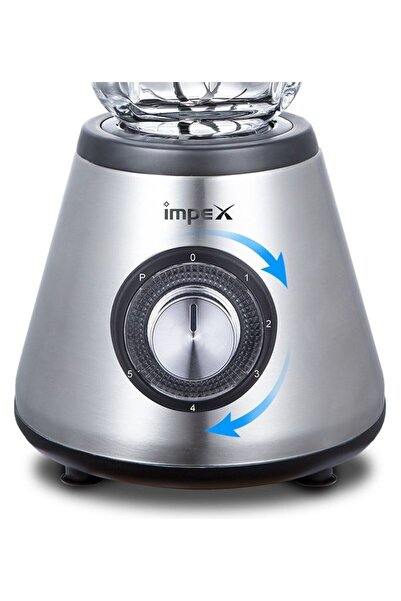 İMPEX خلاط 2 في 1 وكسارة ثلج محرك 600 واط، وعاء خلاط زجاجي سعة 1.5 لتر مع شفرات فولاذية BL3507