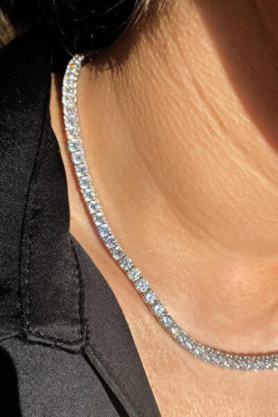 Spossy Silver Jewelry 925 Ayar Gümüş, 3,5mm +A Kalite Zirkon Taşlı, Pırlanta ...
