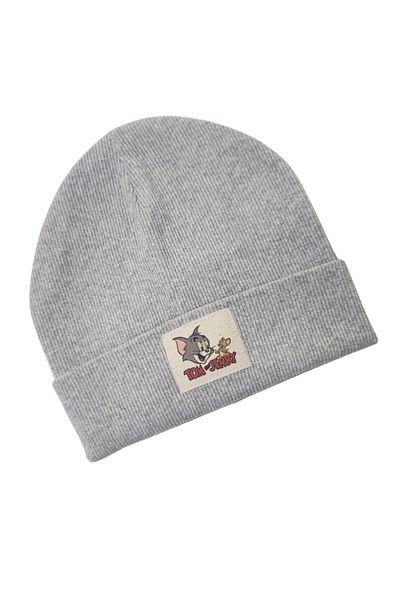 Melomio Baby Kids Gray Rib Folded 100% Cotton Baby Kids Beanie