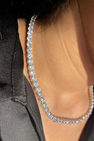 Spossy Silver Jewelry 925 Ayar Gümüş, 5mm +A Kalite Zirkon Taşlı, Pırlanta Ki...