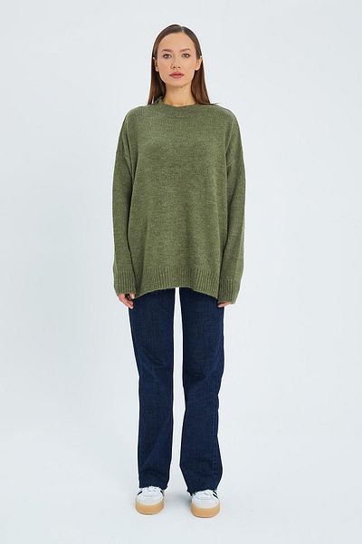 Mixray 6913 Model Khaki Women's Knitwear Sweater - Loose and Soft Texture
