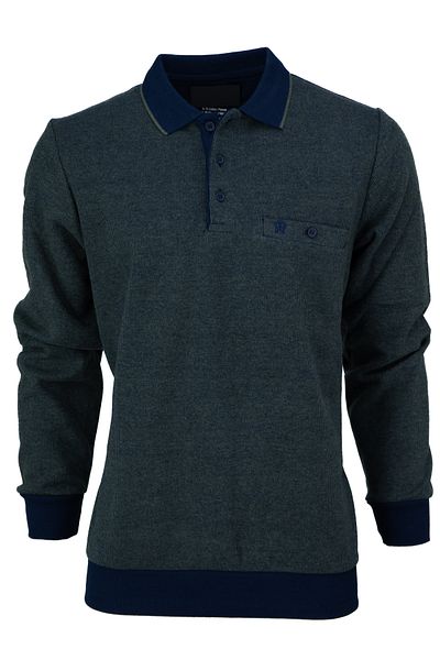 Oppland Pulover de iarnă pentru bărbați, tricotat din bumbac, cu nasturi, guler polo, cu buzunare, mânecă lungă, model Rennes, confortabil