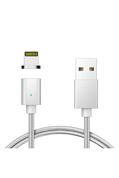 FitPlus Manyetik Mıknatıslı Lightning Hızlı Şarj Kablosu Qc 3.0 Silver