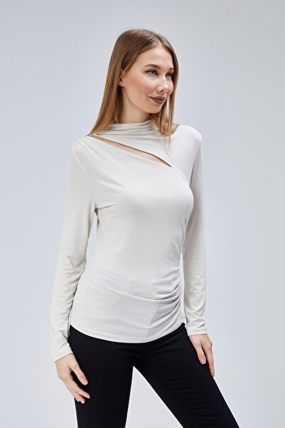 Maison La Femme Women's Shoulder Detailed Long Sleeve Blouse