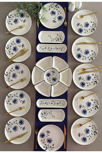 VENÜS HOME DECORATION Purple Violet 12-Piece 23 Piece Breakfast Set