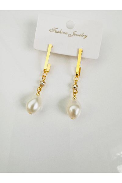 DEVİ fashion Trend Pearl Earring 5 cm