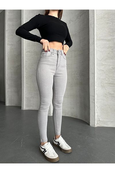 Linarose Women's Gray Skinny Skinny Leg Recovery Pants Jean Fadeless Women's Jeans