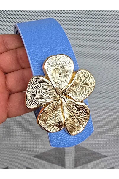 Kemerix Curea albastră pentru femei cu cataramă aurie