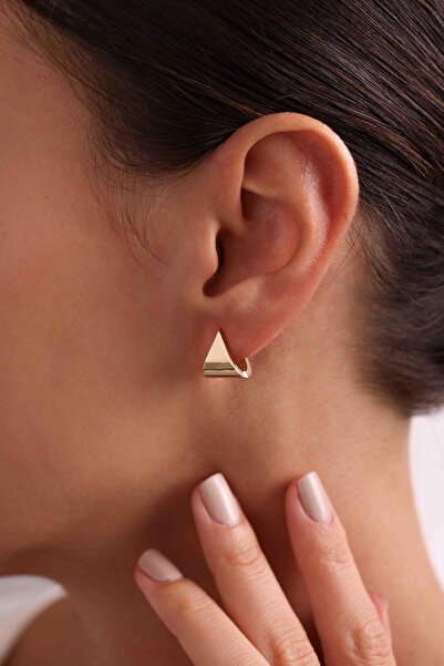 Bayar Gold 14 Ayar Altın Üçgen Halka Küpe