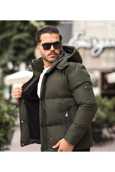 Atman seyyar kapüşonlu içi polar şişme mont