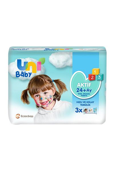 Uni Baby Active Wet Wipes 3X52 Pieces