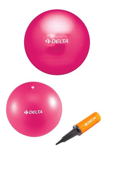 Delta 55 Cm Pilates Ball and 25 Cm Balance Ball Pump Set Suitable for 140 Cm and 159 Cm Height Range
