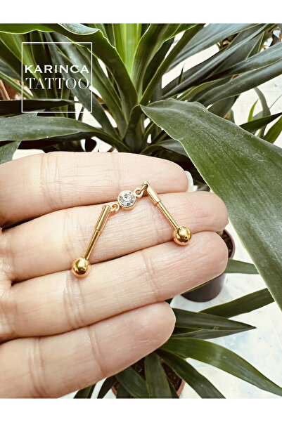 Karınca Piercing Zincir Taşlı Estetik Kulak Endüstriyel Köprü Piercing (industrial)