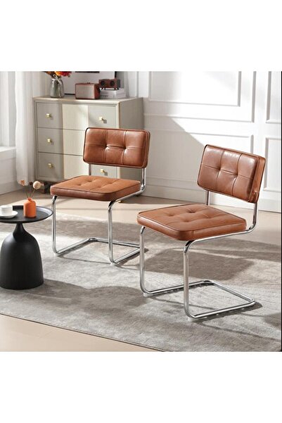 HOMIOF Homıof Cesca Deri Kahverengi Sandalye
