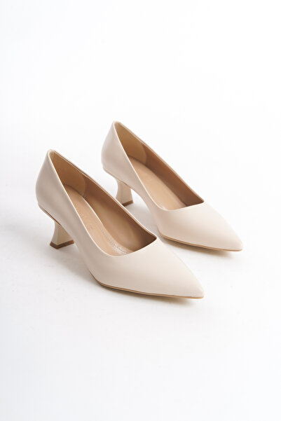 Tamdabu Ayakkabı Ten Cilt Kısa Topuklu Kadın Stiletto