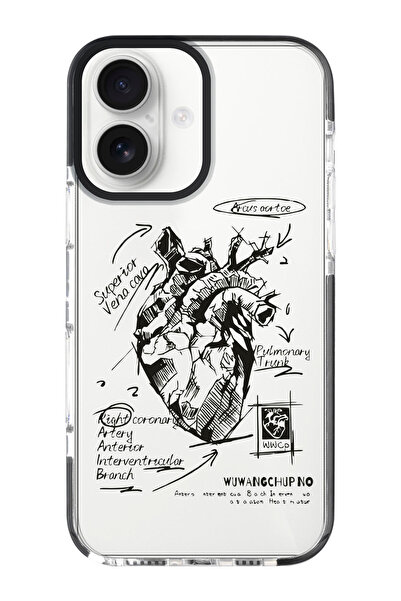 shoptocase iPhone 16 Compatible Anatomical Heart Patterned Black Impacts Phon...