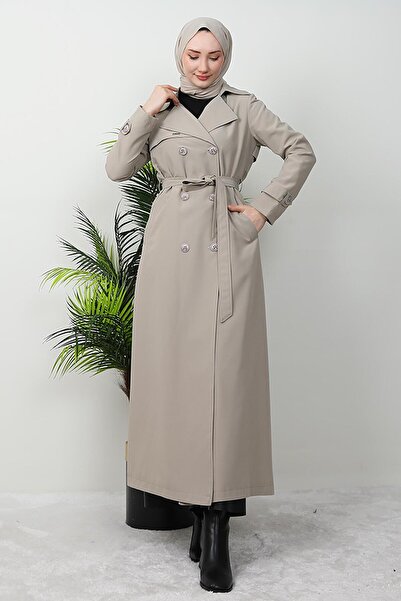 GİZ AGİYİM Beige Gabardine Trench Coat - Buttoned