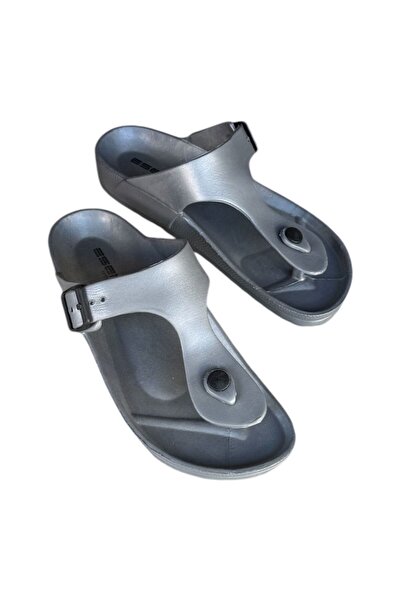 Esem Men's Gray Light Sole Flip Flops Beach Pool Daily Slippers