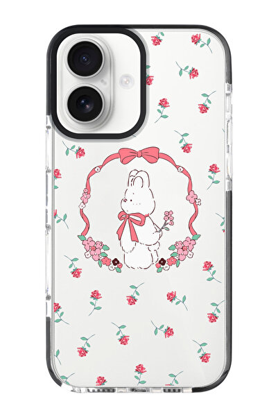 shoptocase iPhone 16 Compatible Ribbon Bear Pattern Black Impacts Phone Case